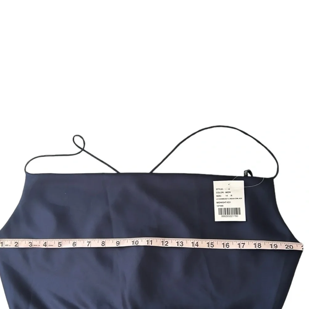 NWT Dessy Collection Cowl-Neck Criss Cross Slip Dress Midnight Size 14 Reg. $231 - Picture 8 of 11